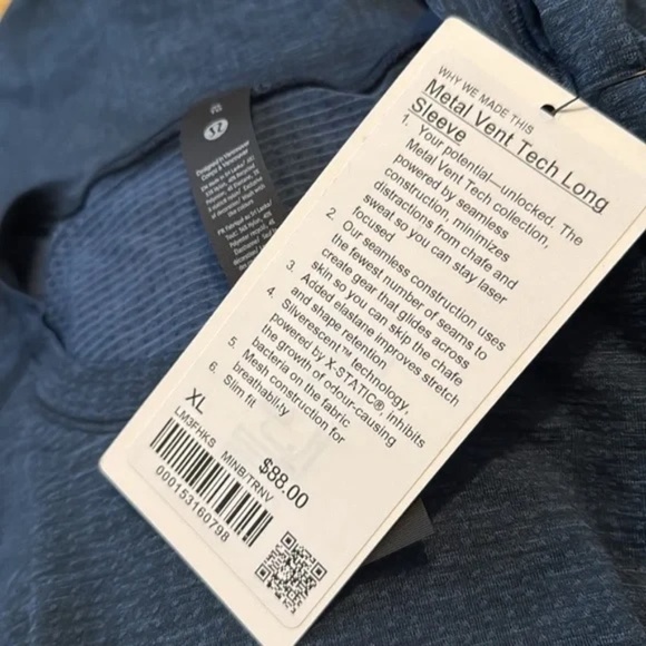 NWT LULULEMON METAL VENT TECH LONG SLEEVE - mineral blue true navy In S - Picture 9 of 9